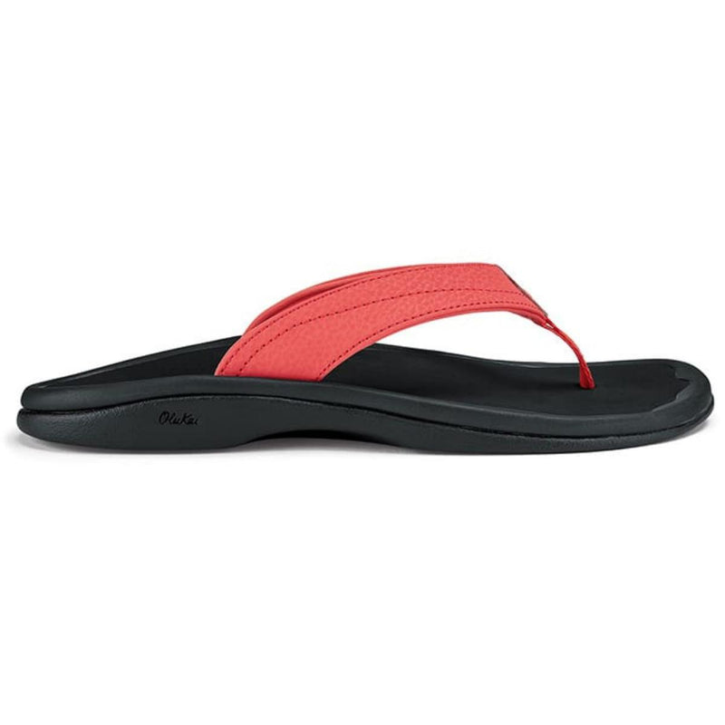 Olukai Ohana Thong Womens Hot Coral Black